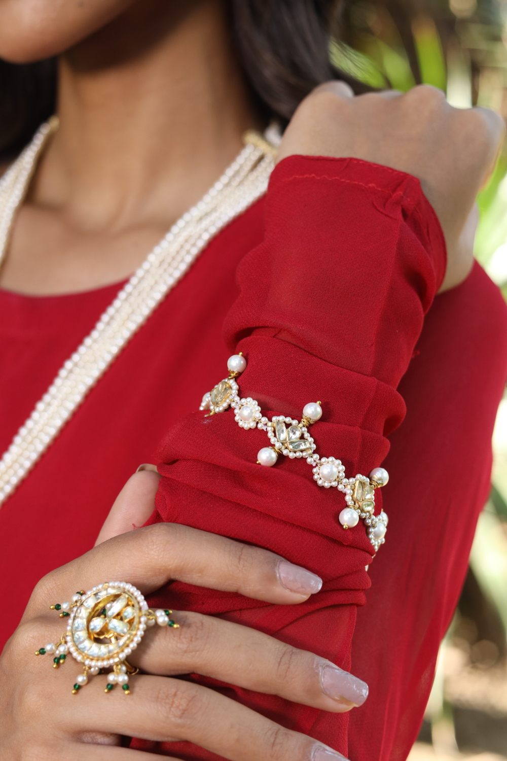 Pearl Crown Polki Bracelet