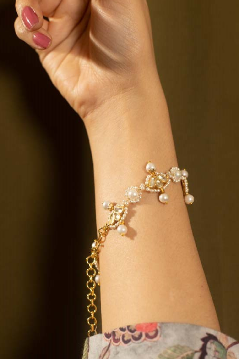 Pearl Crown Polki Bracelet