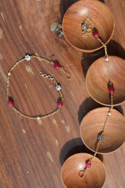 Floral Onyx Anklets