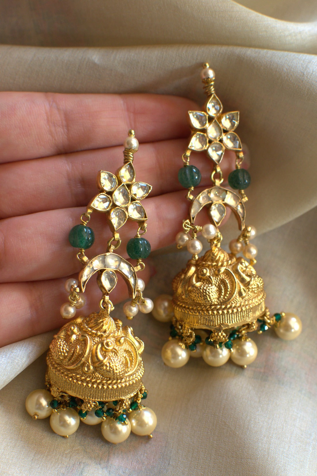 Polki Pearl Jhumkis