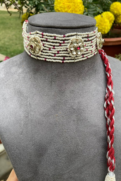 Silver Polki Pearl Choker