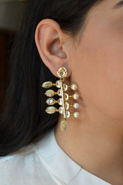 Shanpadi Polki Earrings in Citrine Yellow