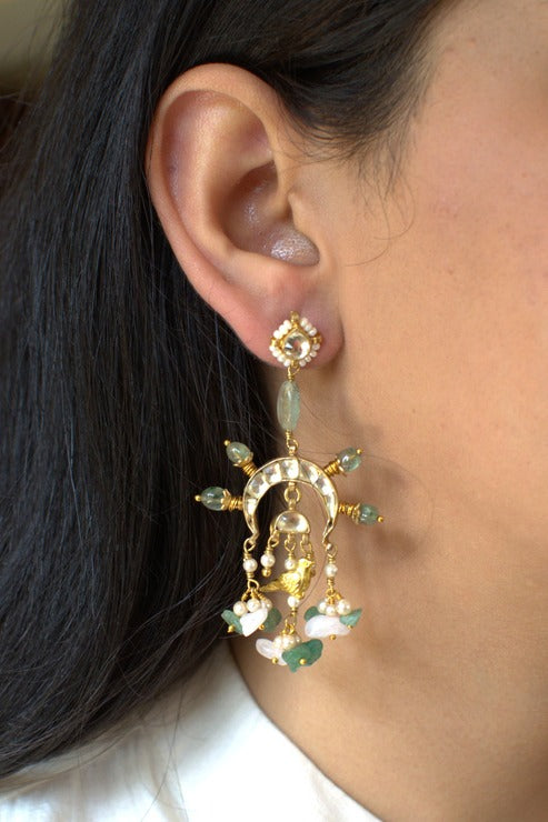 Chidakali Crown Earrings in Sage Green