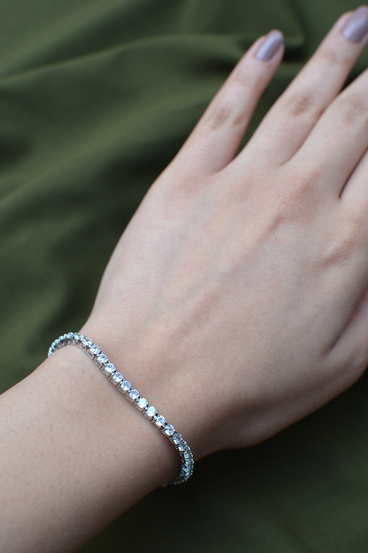 Single Line Silver Tennis Bracelet