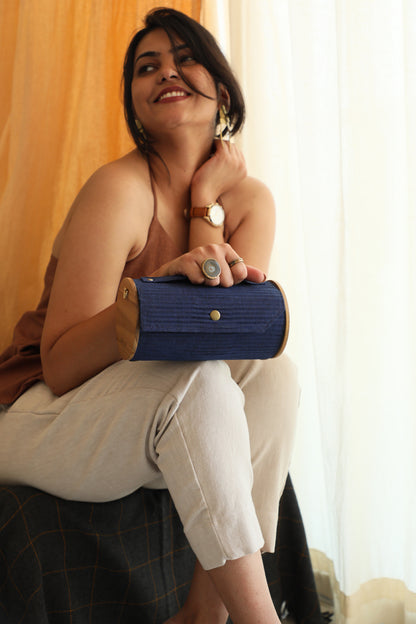 Lily Love & Navy Blue Round Clutch - Changeable Sleeve