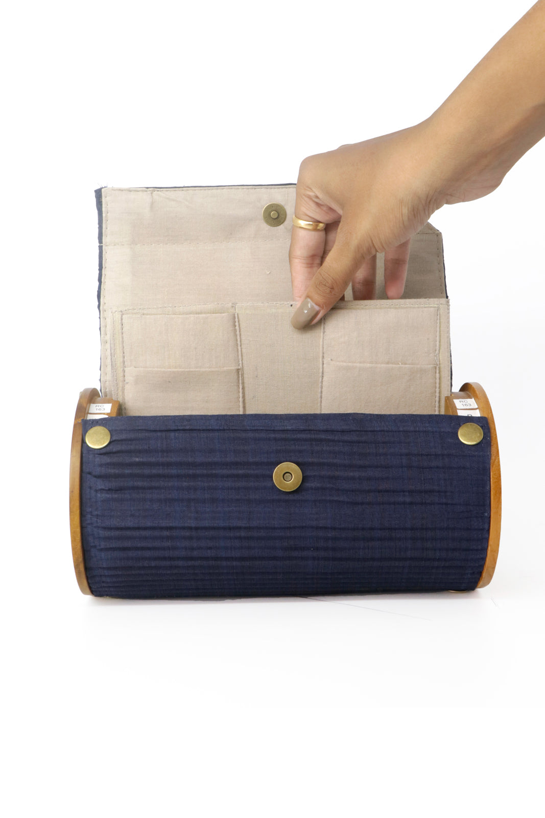 Lily Love & Navy Blue Round Clutch - Changeable Sleeve