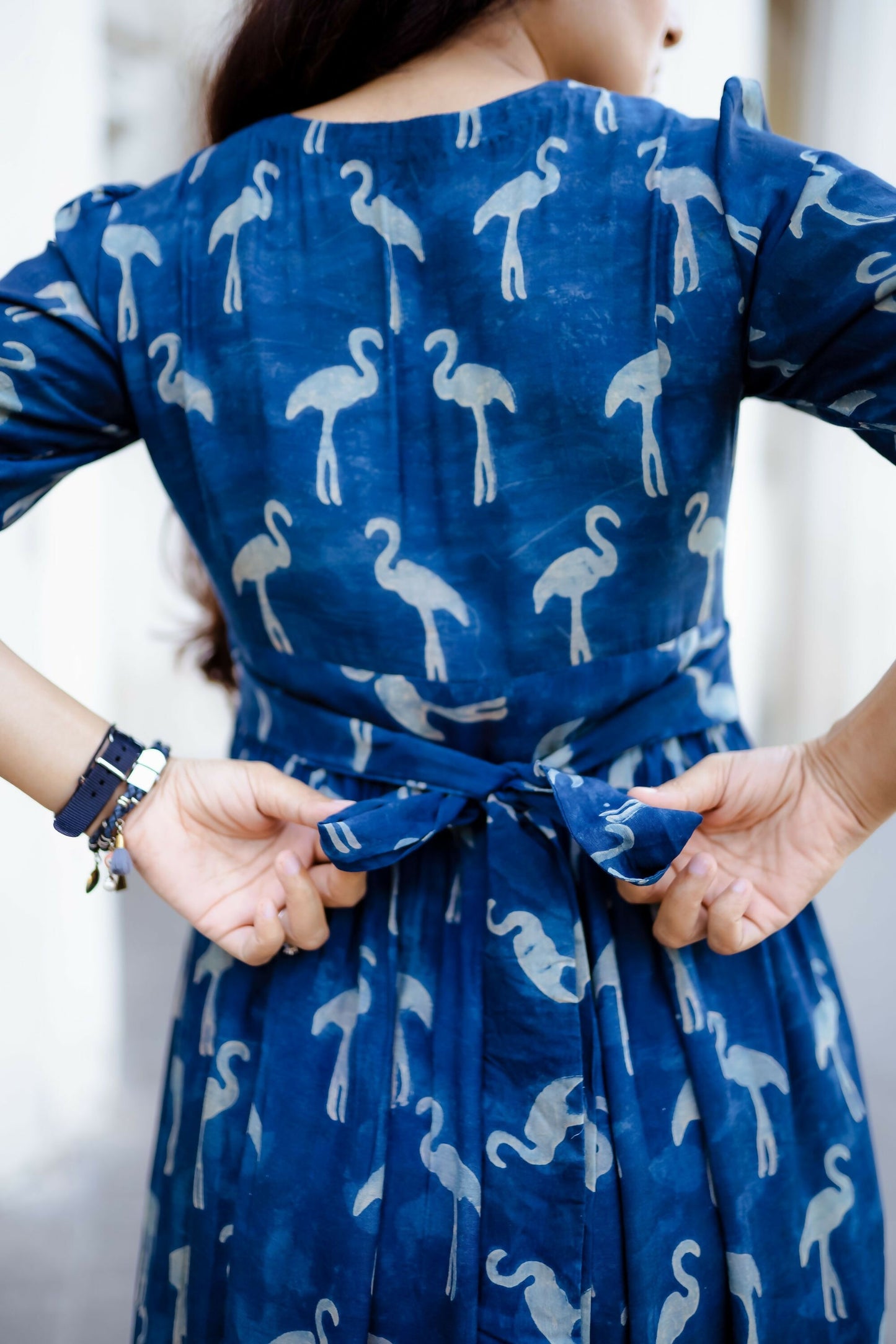 Flamingo Indigo Silk Dress