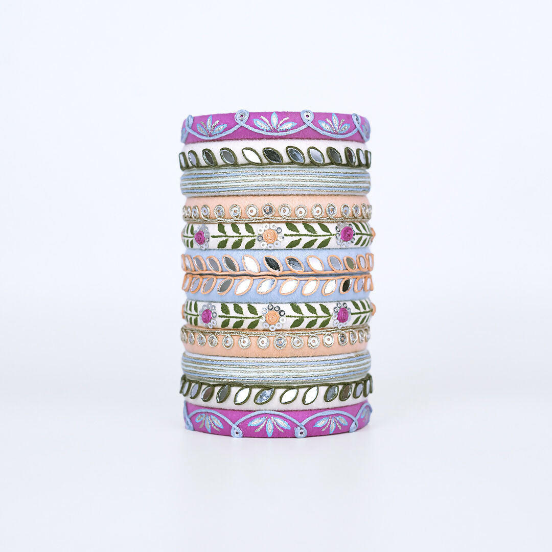 Veda Purple & White Bangle Set