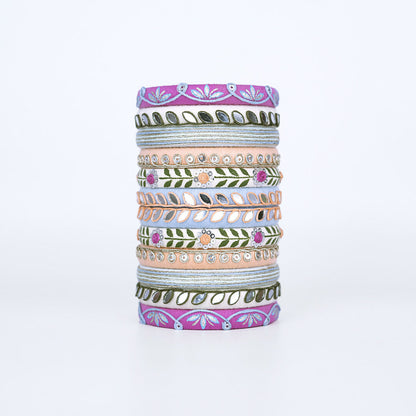 Veda Purple & White Bangle Set