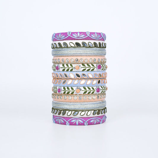 Veda Purple & White Bangle Set