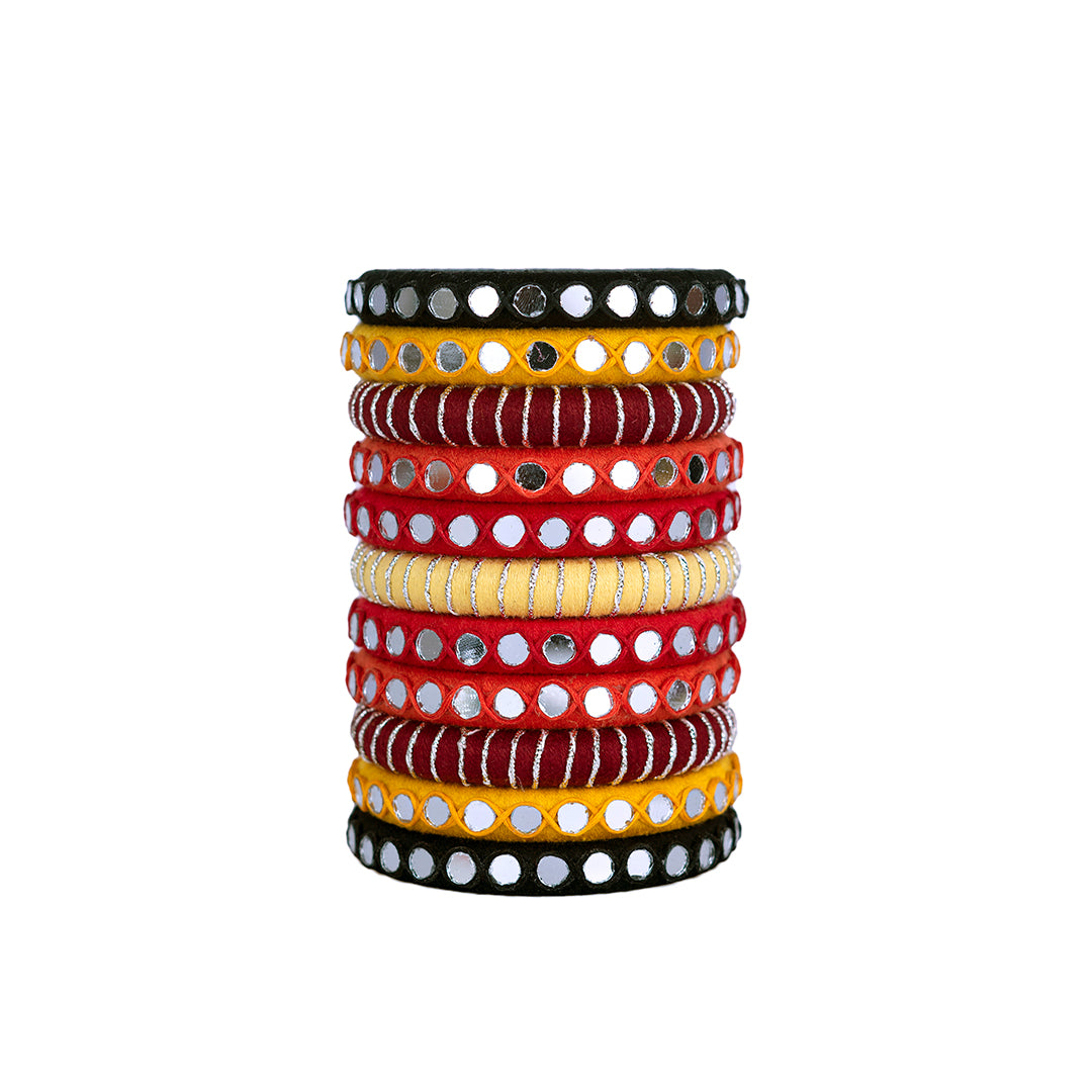 Vamika Multicolor Mirror Work Bangle Set