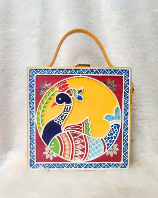 Peacock Lippan Art Handcrafted Box Bag