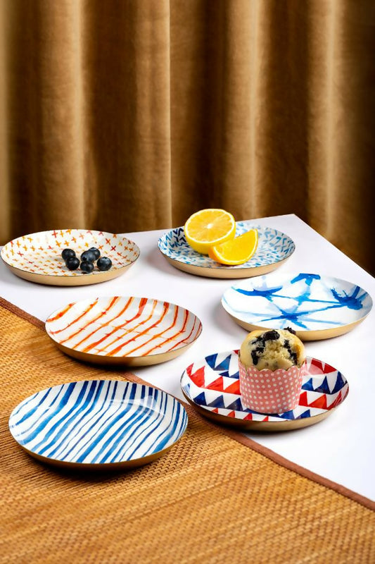 Metal Platter - Shibori - Set of 6 - Dessert