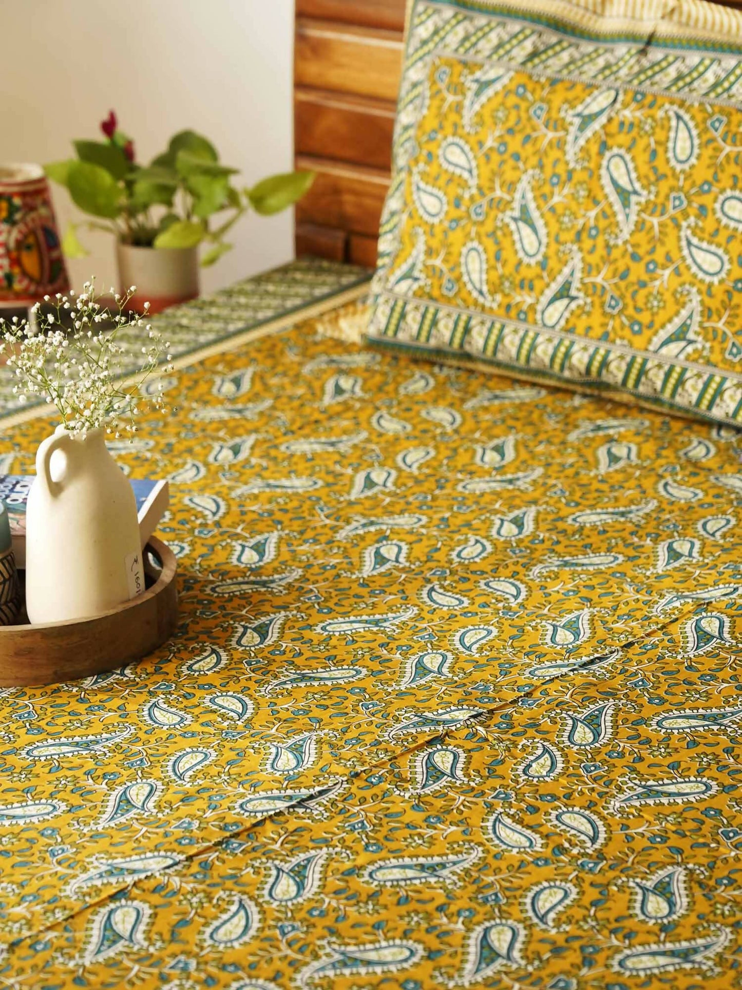 Rangoli – Mustard- Double Bed Bedsheet