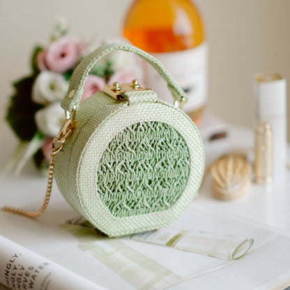 Seafoam Raffia Minaudiere Bag