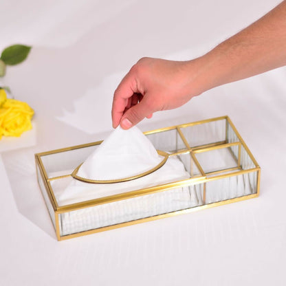 Fluted Glass Tissue Box with Compartments