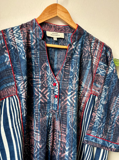 Bansi Indigo Kurta Shirt- Jaal Motif