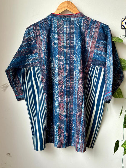 Bansi Indigo Kurta Shirt- Jaal Motif