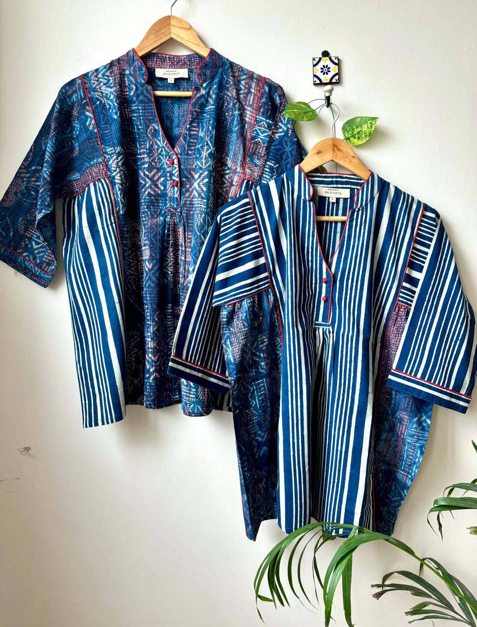 Bansi Indigo Kurta Shirt- Jaal Motif