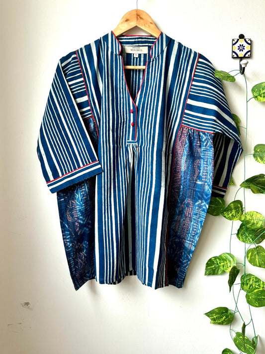 Bansi Indigo Kurta Shirt- Stripes