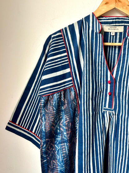 Bansi Indigo Kurta Shirt- Stripes