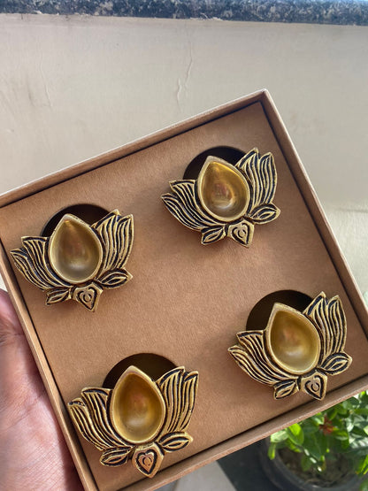 Lotus Brass Diya Gift Box (Set of 4)