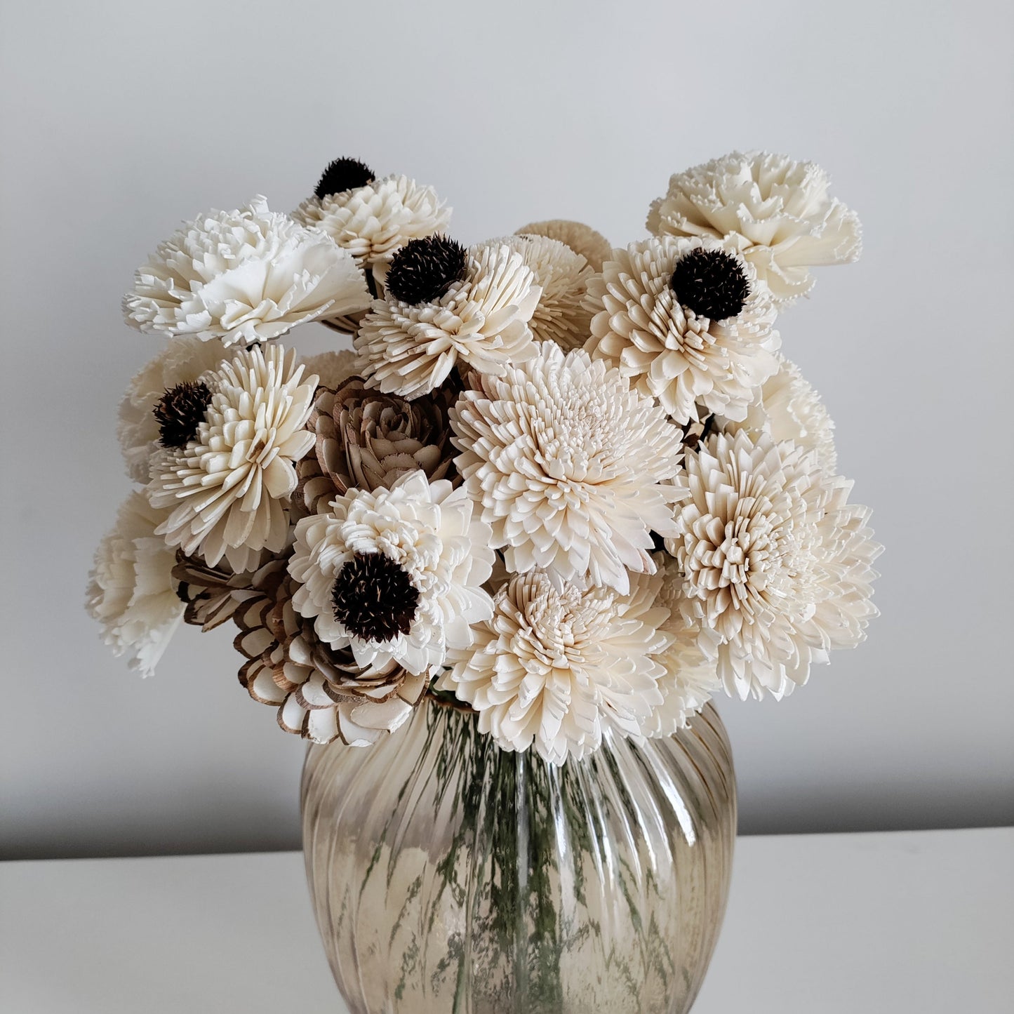 White Wedding Bunch (40 Flowers, Wire Stem included)