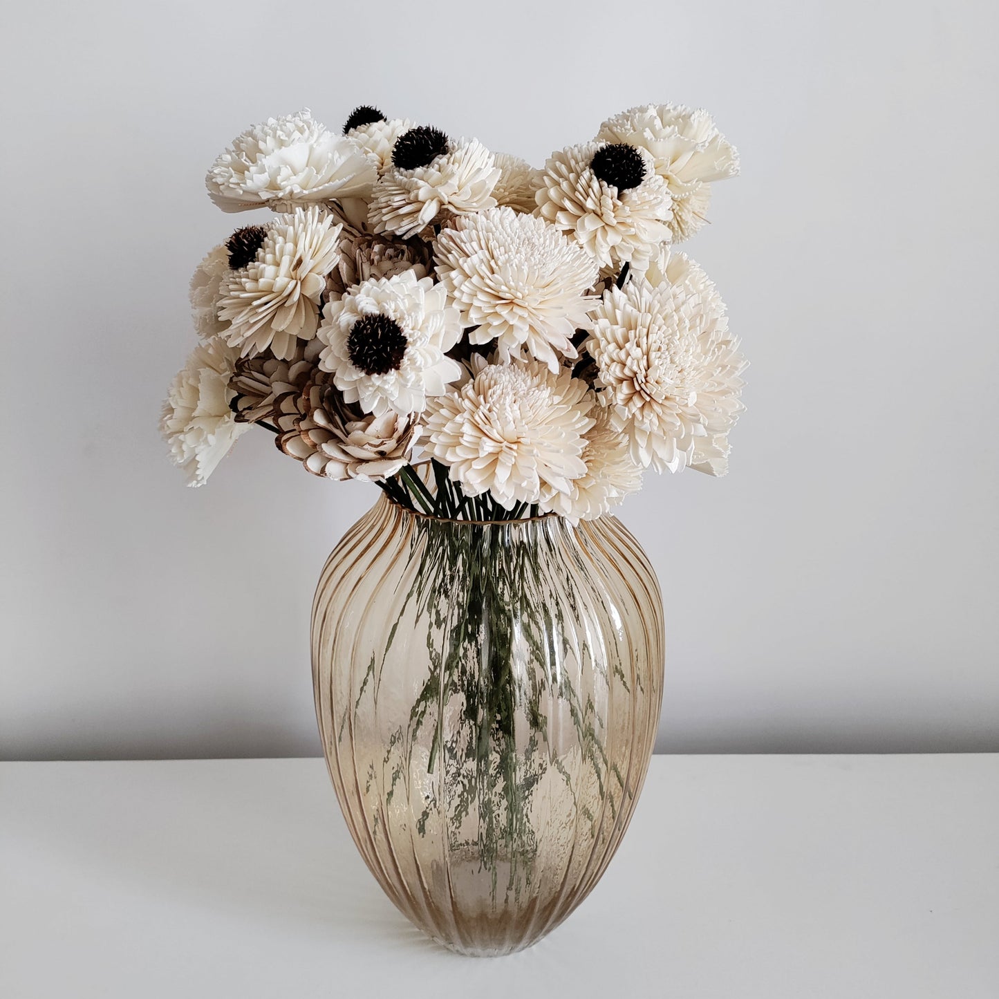 White Wedding Bunch (40 Flowers, Wire Stem included)