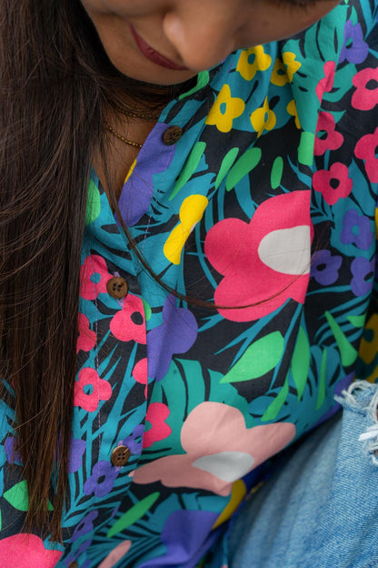 Valley of Flowers Free-size Cotton Shirt