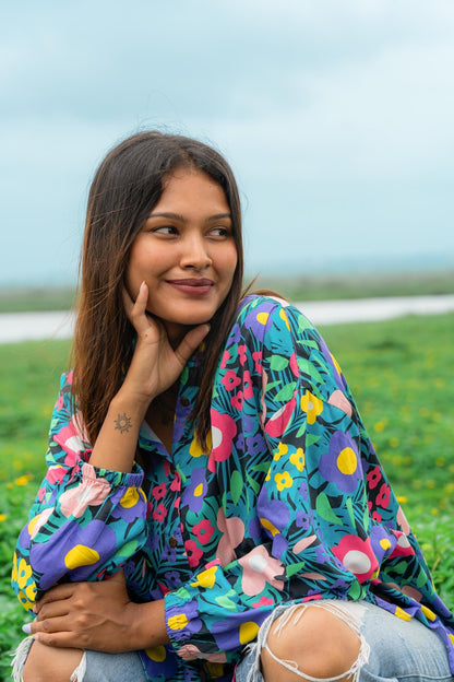 Valley of Flowers Free-size Cotton Shirt