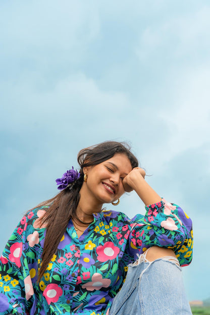 Valley of Flowers Free-size Cotton Shirt