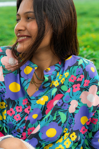 Valley of Flowers Free-size Cotton Shirt