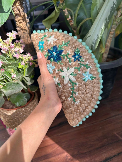 Brunnera Bloom Half Moon Clutch Bag