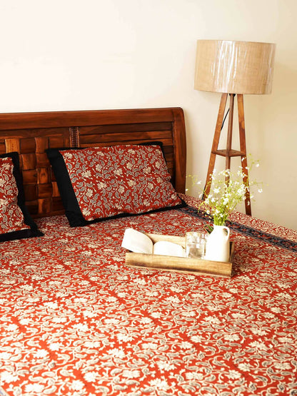 Maroon Kalamkari Bedsheet