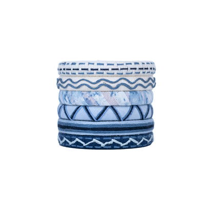 Aarvari Blue & White Threadwork Bangle Set