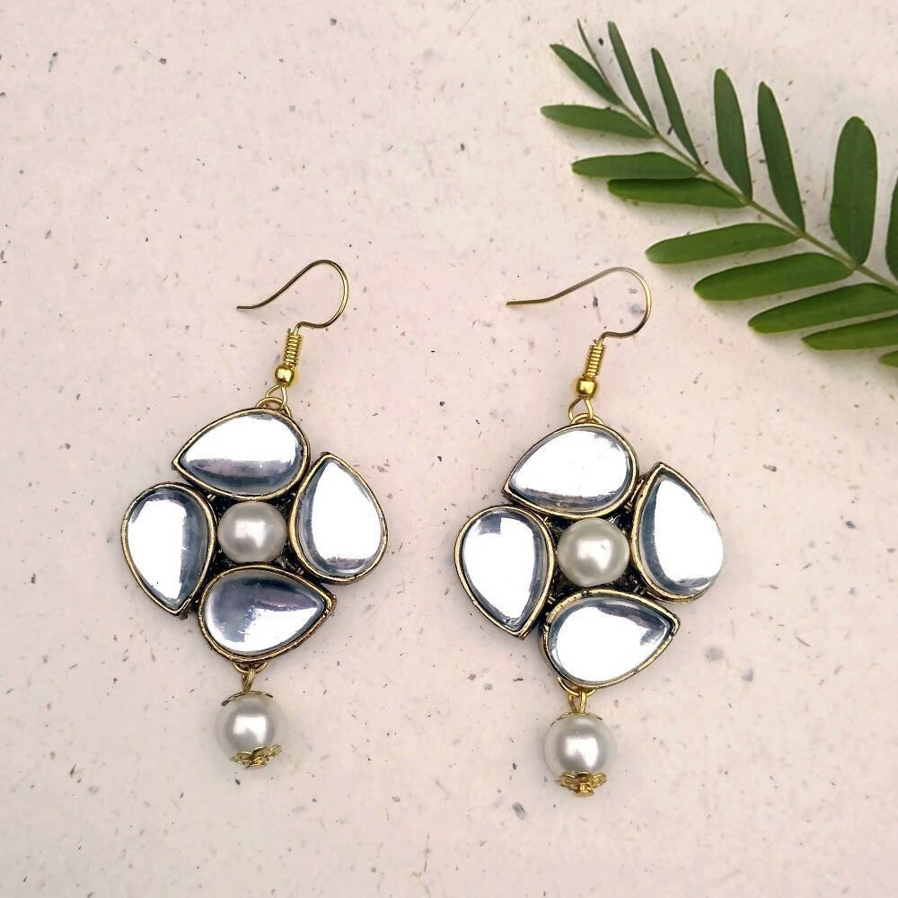 Kundan and Pearl Drop Earrings