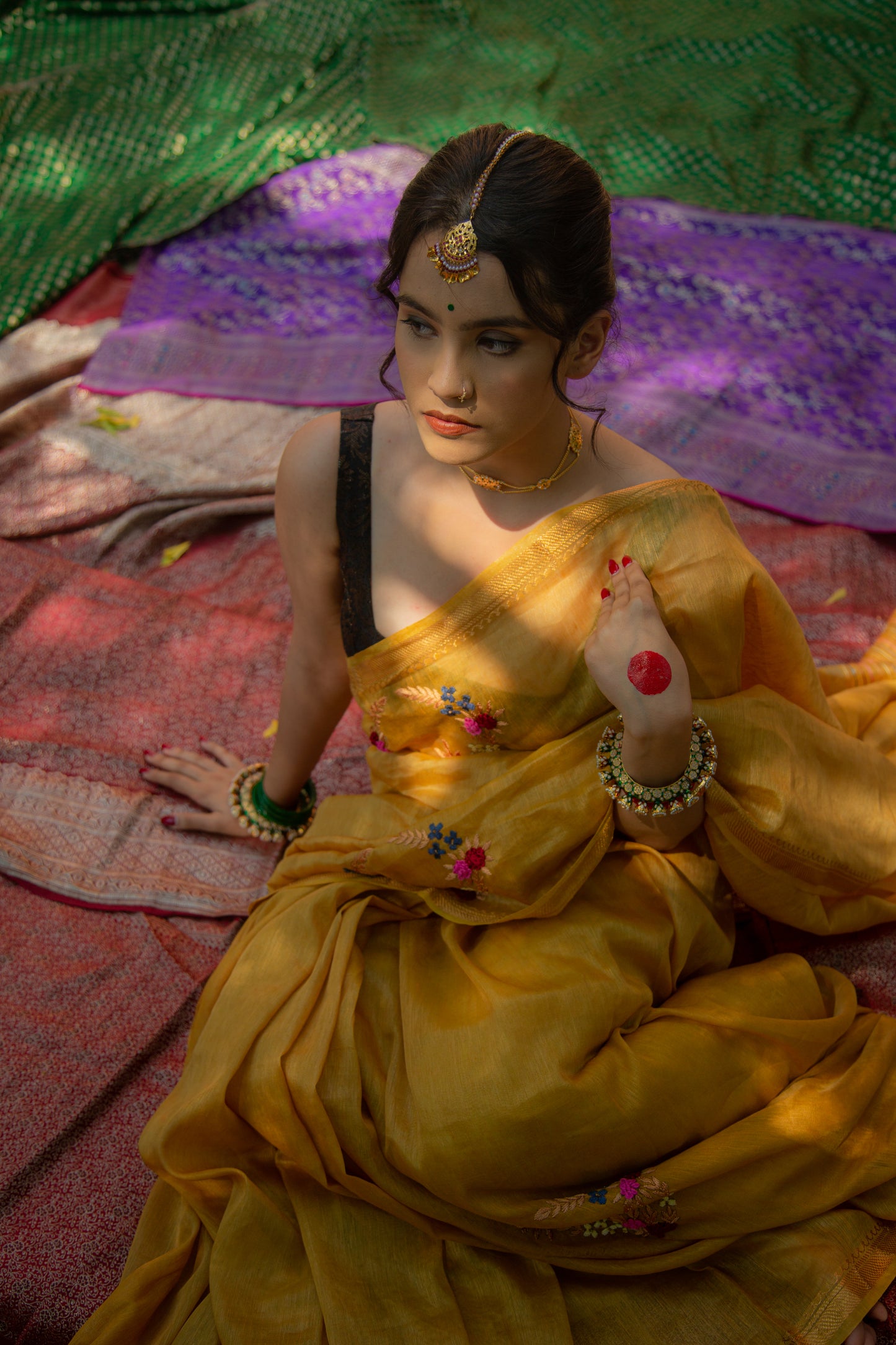 Yellow Sunehri Saree