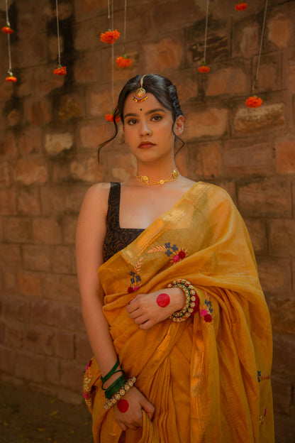 Yellow Sunehri Saree