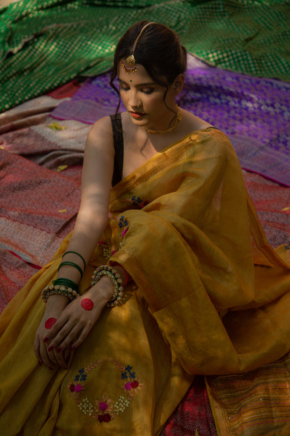 Yellow Sunehri Saree