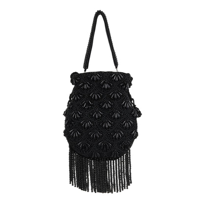 Ebony Pearl Black Velvet Potli Bag