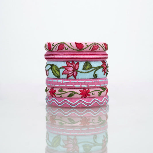 Padmini Hand-painted Lotus Bangle Set