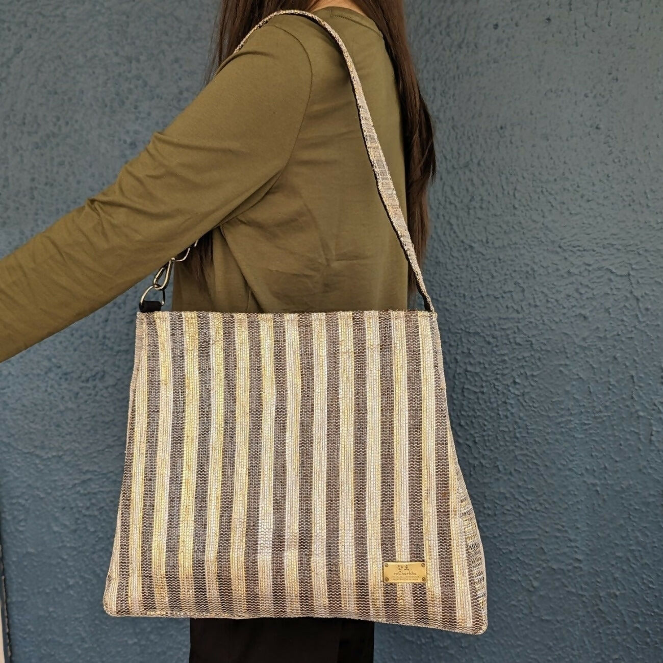 Upcycled Handwoven: Trapeze Tote 