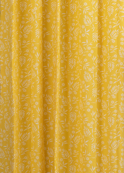 Room Darkening - Daisy Cotton Floral Yellow Curtain