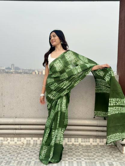 Dhaani Tie & Dye Shibori Print Mulmul Cotton Saree