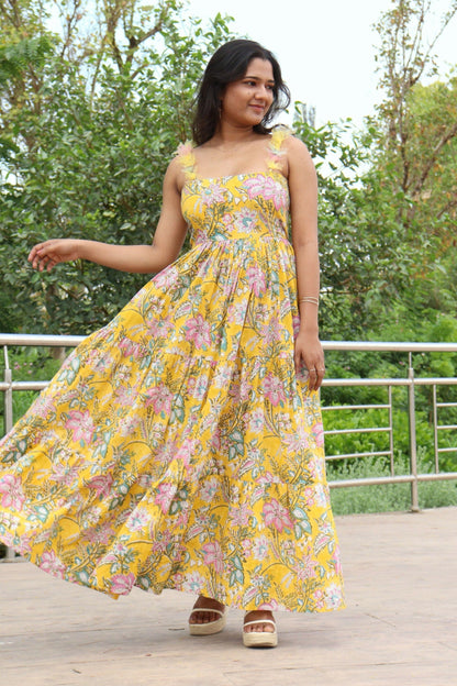 Tiara Floral Long Dress Daylight