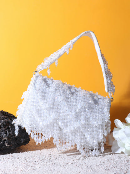 Alabaster Crystal White Flap Bag