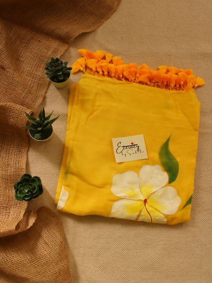 Gulmohar Handpainted Floral Saree