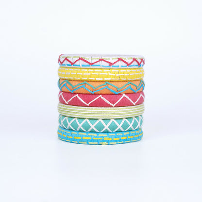 Tvsiha Threadwork Pastel Bangle Set