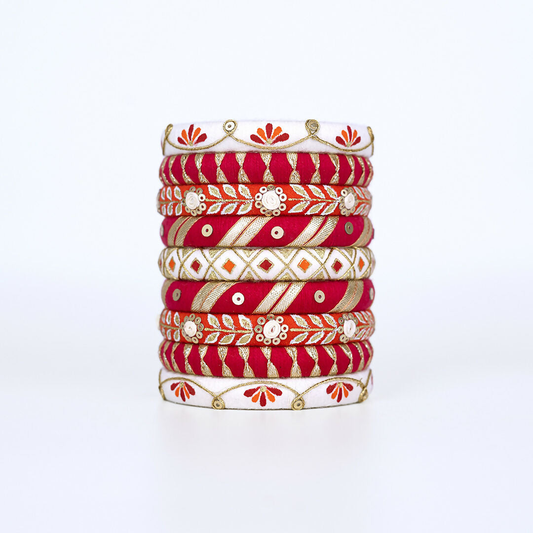 Anokhi Red & White Bangle Set