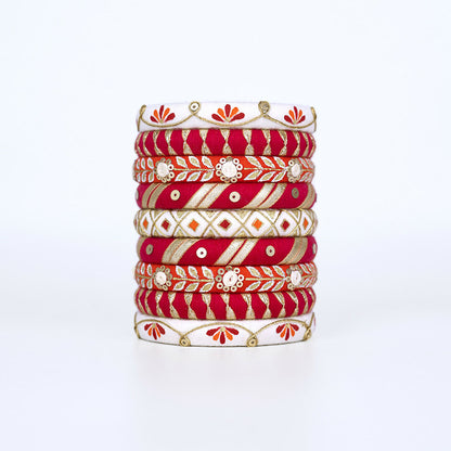 Anokhi Red & White Bangle Set